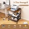 3-Tier Coffee Wooden Rolling Printer Cart with Lockable Wheels and Adjustable Storage Shelves